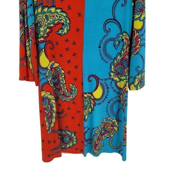 Muse Retro‎ 60's Dress S Multicolor Color Blocked Paisley Bell Sleeve Swing GoGo - Picture 11 of 13